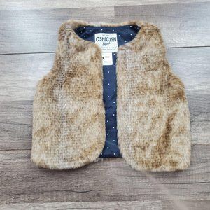 OshKosh B'gosh baby girl faux fur brown beige vest